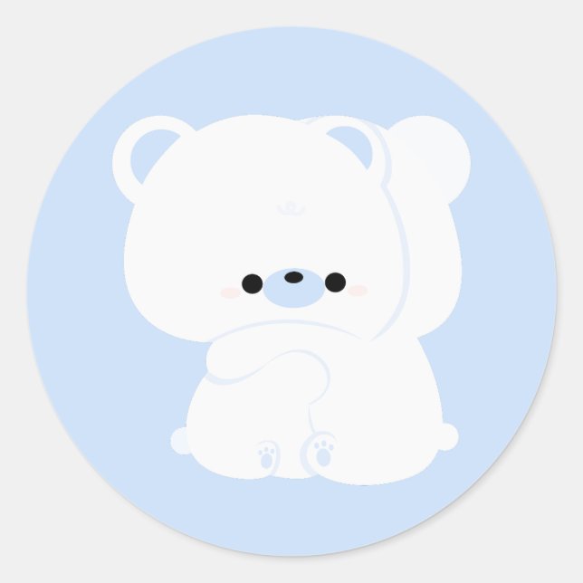 Cute Polar Bear Couple Classic Round Sticker (Front)
