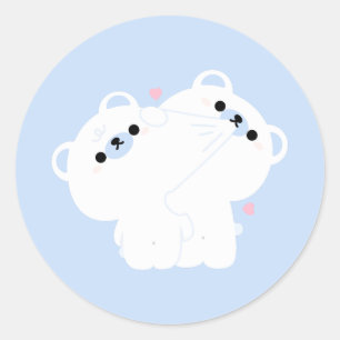Cute Polar Bear Couple Classic Round Sticker