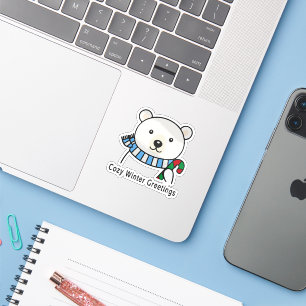 Cute Polar Bear "Cozy Winter Greetings"   Kawaii 
