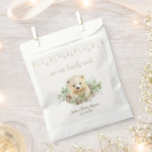 Cute Polar Bear Cub Bearly Wait Winter Baby Shower Favour Bag