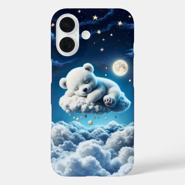 Cute Polar bear cub beauty fluffy clouds Case-Mate iPhone Case (Back)