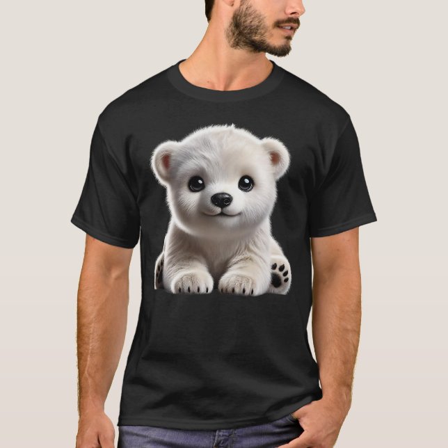 Cute Polar Bear Cub Design T-Shirt (Front)