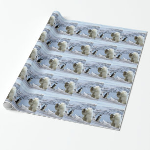 Cute Polar Bear Cub & Penguin Wrapping Paper