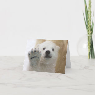 Cute Polar Bear Cub Waving Holiday Card