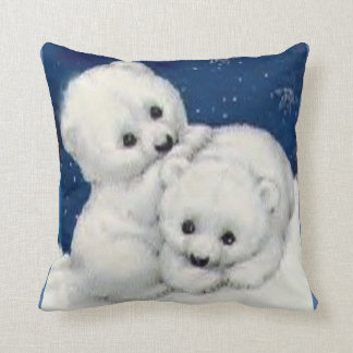 Cute Polar Bear Cubs Throw Pillow
