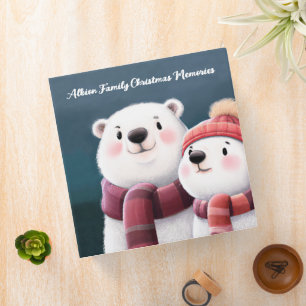 Cute Polar Bear Cubs Wearing Scarves Binder
