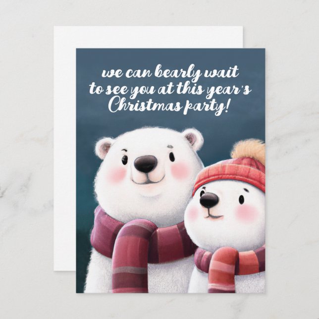 Cute Polar Bear Cubs Wearing Scarves Holiday Card (Front/Back)