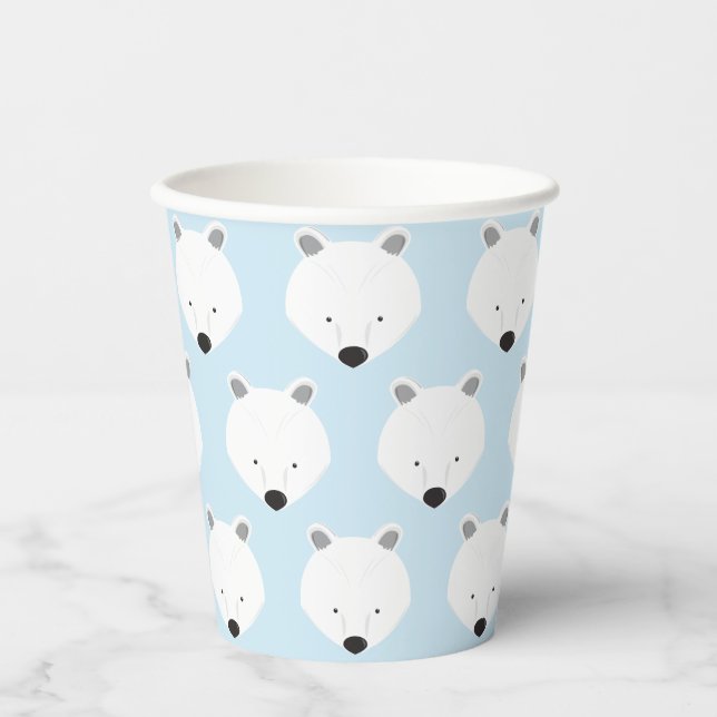 Cute Polar Bear Face Pattern Animal Paper Cups (Front)