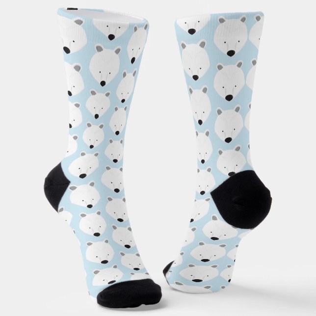 Cute Polar Bear Face Pattern Animal Socks (Angled)