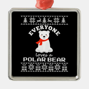 Cute Polar Bear Family Animal Lover Christmas Metal Ornament