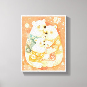 Cute Polar Bear Family Vertical Poster Wall Art