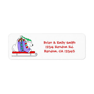 Cute polar bear holiday custom labels