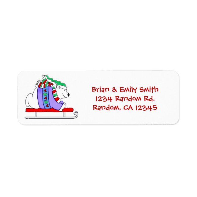 Cute polar bear holiday custom labels (Front)