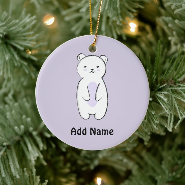 Cute Polar Bear Illustration Ceramic Ornament (Tree)