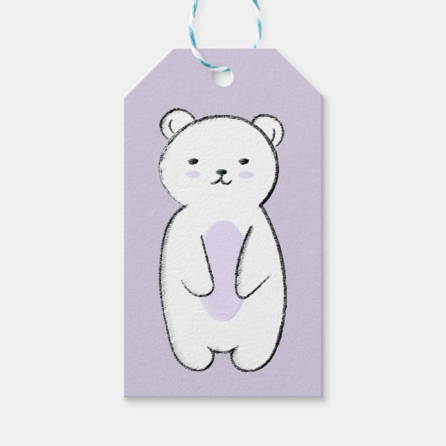 Cute Polar Bear Illustration Gift Tags (Front)