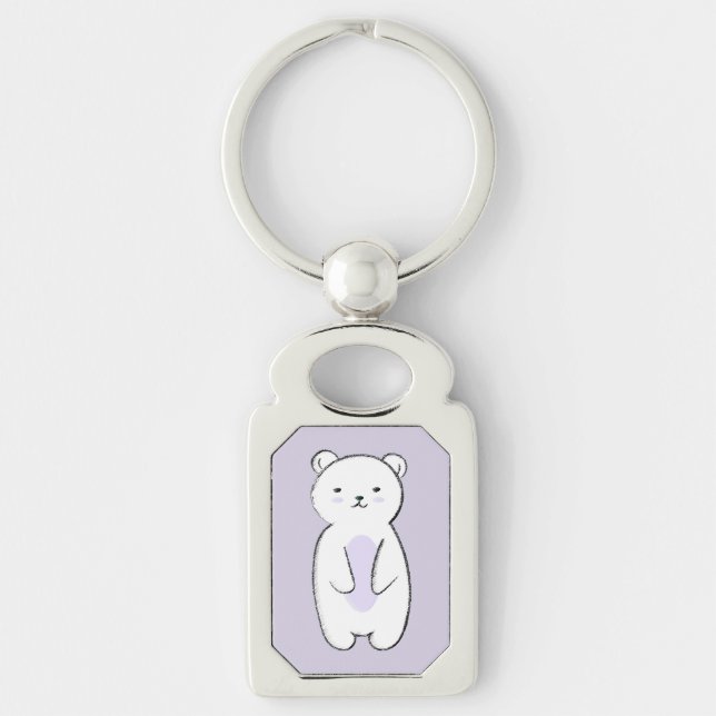 Cute Polar Bear Illustration Keychain (Front)