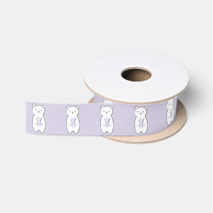 Cute Polar Bear Illustration Satin Ribbon