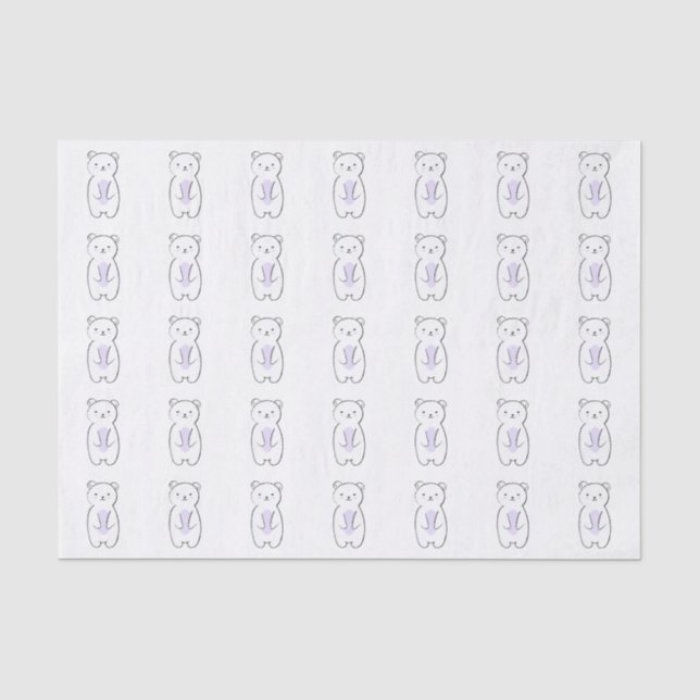 Cute Polar Bear Illustration Tissue Paper (Front)