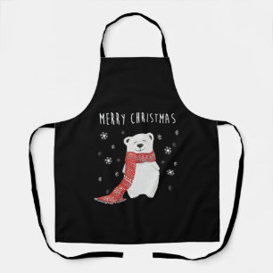 Cute Polar Bear Merry Christmas Xmas Apron