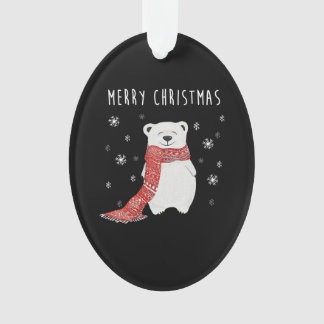 Cute Polar Bear Merry Christmas Xmas Ornament