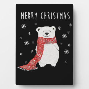 Cute Polar Bear Merry Christmas Xmas Plaque