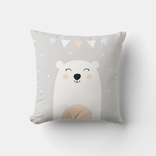 Cute Polar Bear Nursery Cushion (Front)