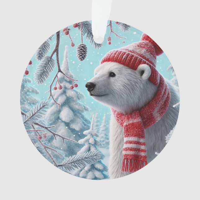 Cute Polar Bear Ornament (Front)