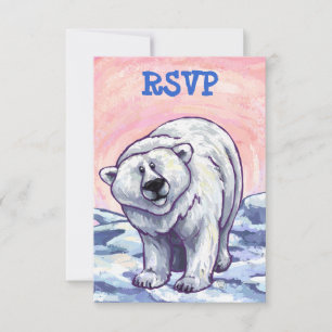 Cute Polar Bear Party Centre RSVP Card