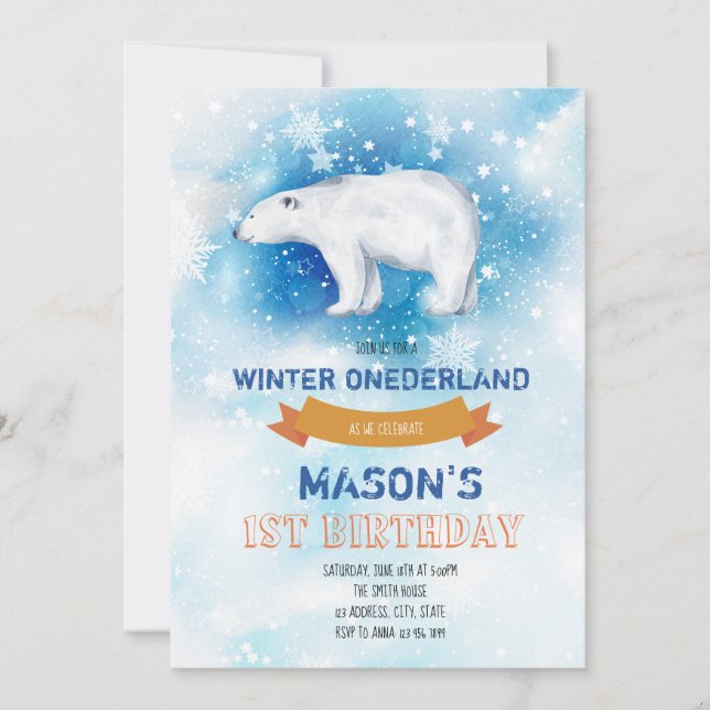 Cute polar bear party invitation (Front)