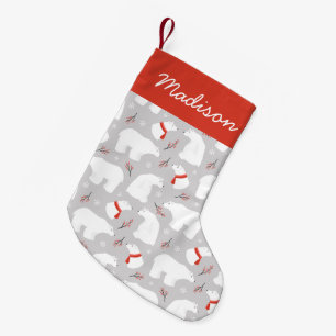 Cute Polar Bear Pattern Personalized Small Christmas Stocking