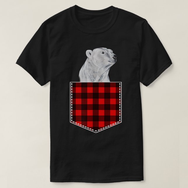 Cute Polar Bear Peeking Out Of Pocket  T-Shirt (Design Front)