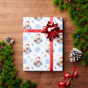 Cute Polar Bear Personalized Christmas  Wrapping Paper