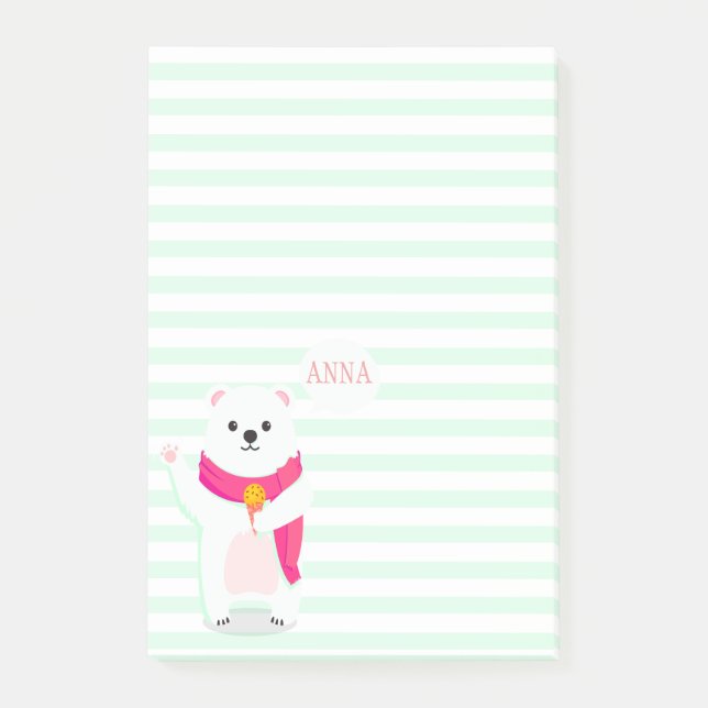 Cute Polar Bear | Personalized Post-it Notes (Front)