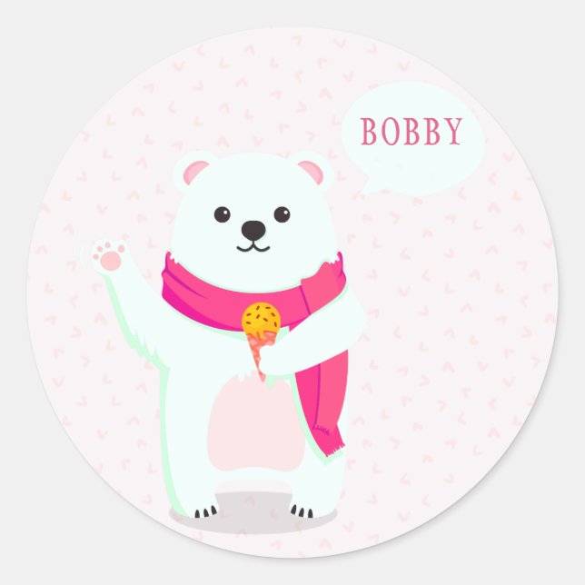 Cute Polar Bear Personalized Stickers (Front)