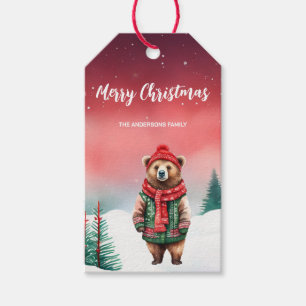 Cute Polar Bear Santa Christmas party Snow kid Gift Tags