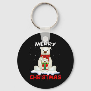 Cute Polar Bear Scarf Merry Christmas Xmas Holiday Keychain