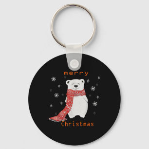 Cute Polar Bear Scarf Merry Christmas Xmas Holiday Keychain