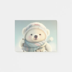 Cute Polar Bear Skiing Snowflake Winter Wonderland Post-it Notes