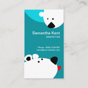 Cute Polar Bear Sticking  Out Tongue Babysitting Business Card