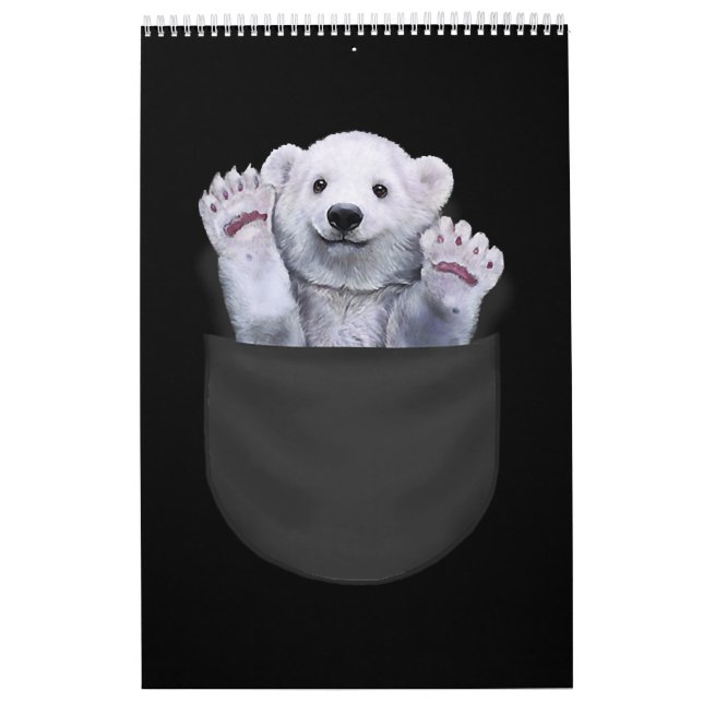 Cute Polar Bear Waving From Pocket Bear Lover Calendar (Cover)