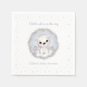 Cute Polar Bear White Winter Boy Baby Shower Napkin