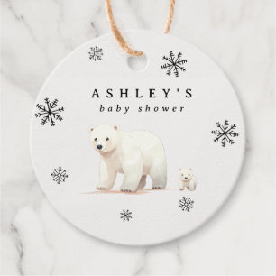 Cute Polar Bear Winter Baby Shower Favour Tags