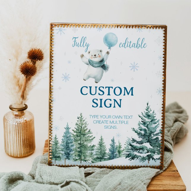 Cute Polar Bear Winter Birthday Custom Sign (Creator Uploaded)