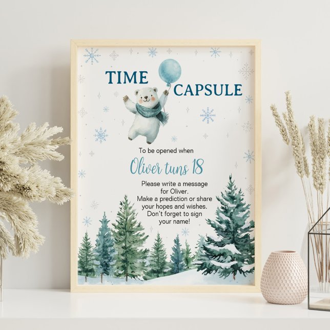 Cute Polar Bear Winter Birthday Time Capsule Sign (Creator Uploaded)