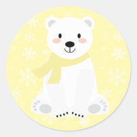 Cute Polar Bear Winter Snowflake Yellow