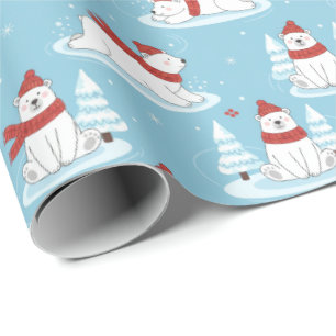 Cute Polar Bear Winter Wonderland Christmas Wrapping Paper
