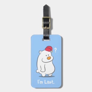 Cute polar bear with a red sleeping cap luggage tag