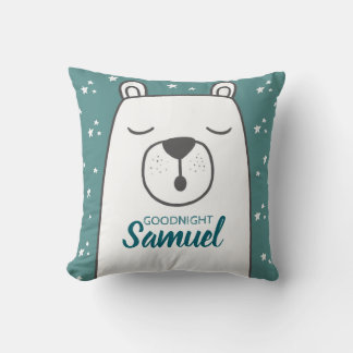 Cute Polar Bear with Personalized Name Nursery Throw Pillow