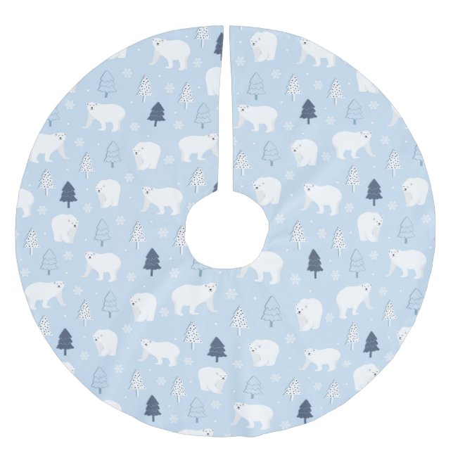 Cute Polar Bears Brushed Polyester Tree Skirt (Front)