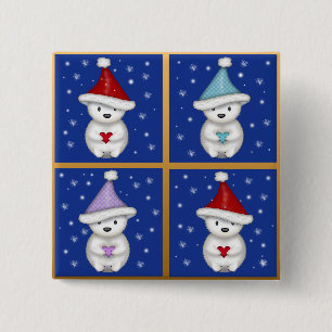 Cute Polar Bears Design 2 Inch Square Button